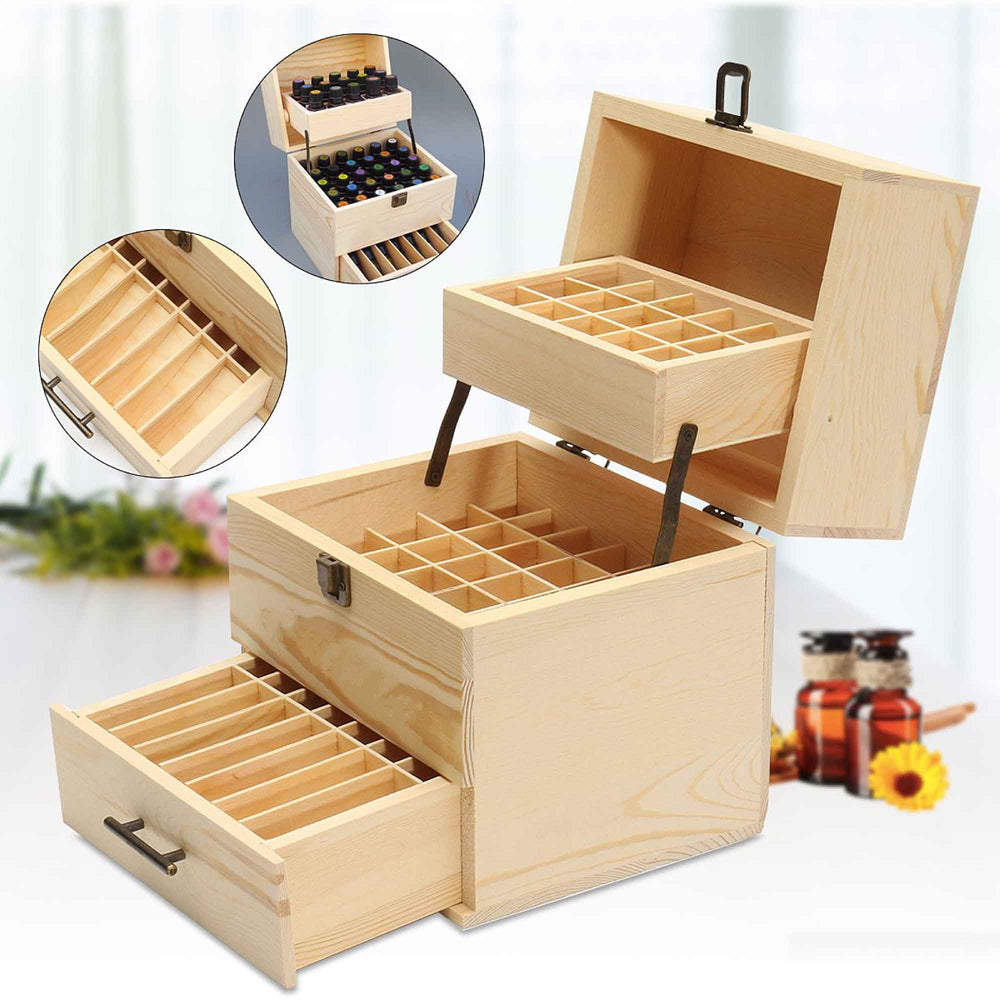 59 Slots Essential Oils Storage Box - Wooden 3 - Tier Bottle Holder - Aussie Bush Aromas