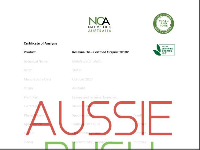 Blue Mallee - Certificate of Analysis - Free Download - Aussie Bush Aromas