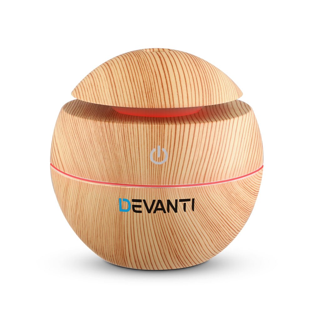 Devanti Aroma Diffuser Aromatherapy Light Wood 130ml - Aussie Bush Aromas